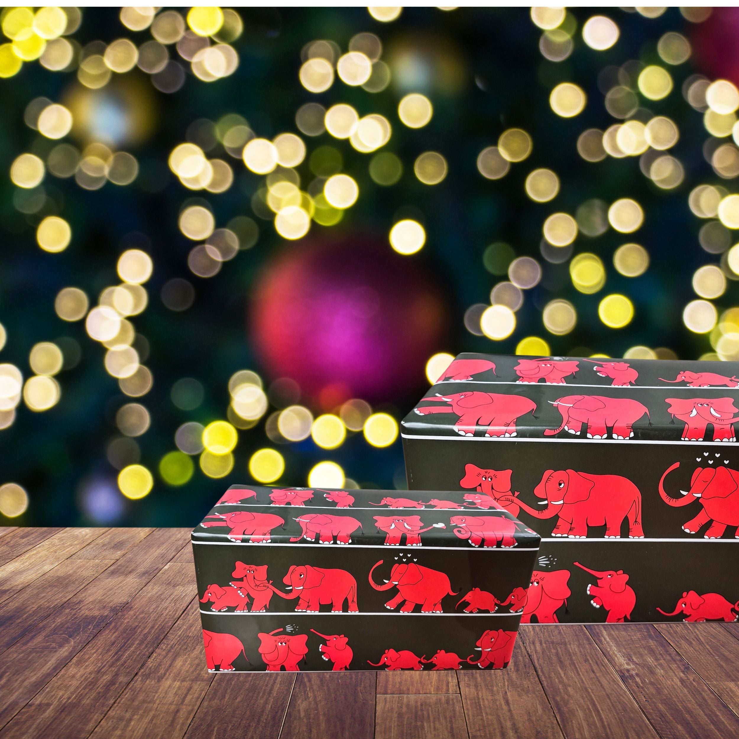 ❤️ Original Geschenkpapier "Sassie Baden-Baden" Rote Elefanten ❤️