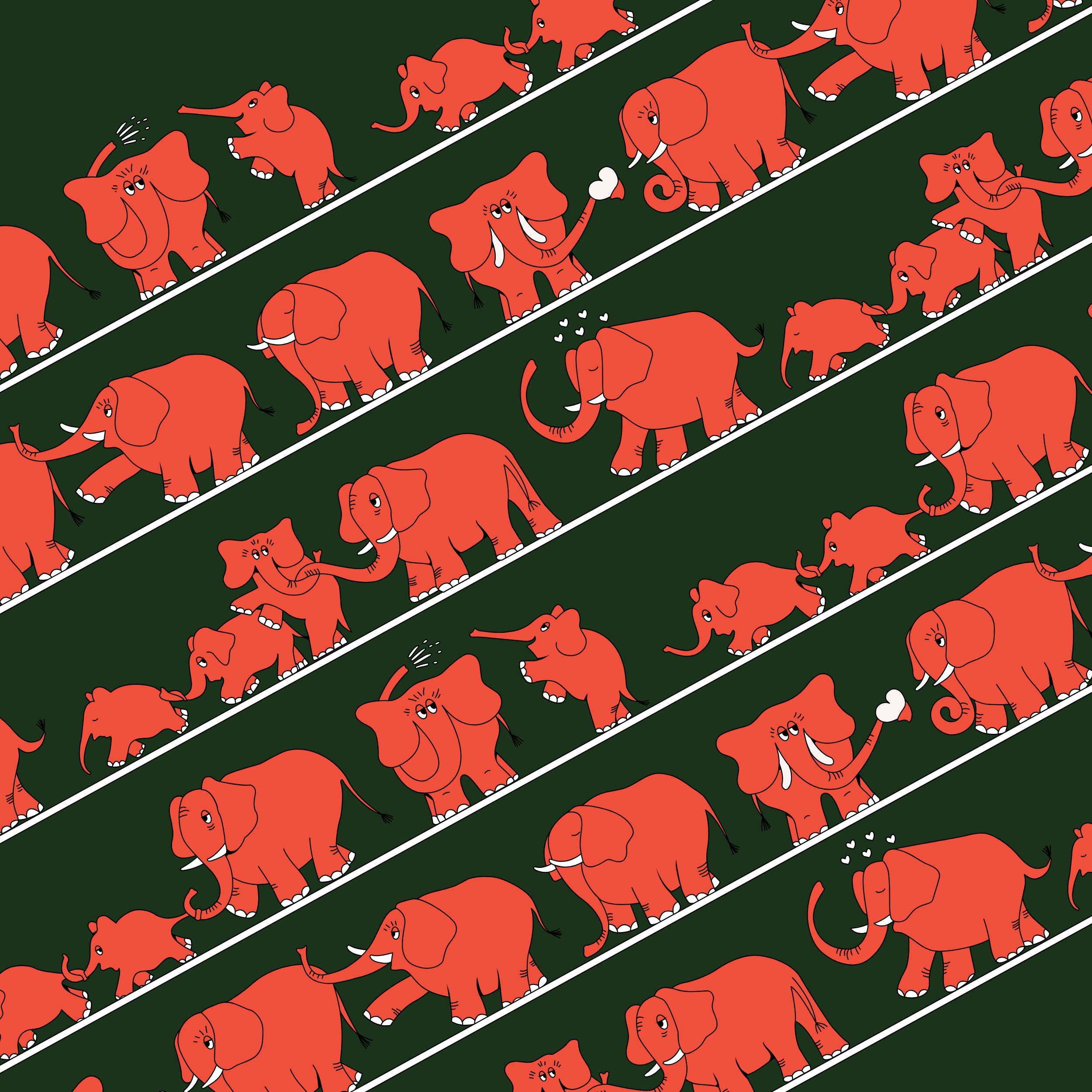 ❤️ Original Geschenkpapier "Sassie Baden-Baden" Rote Elefanten ❤️